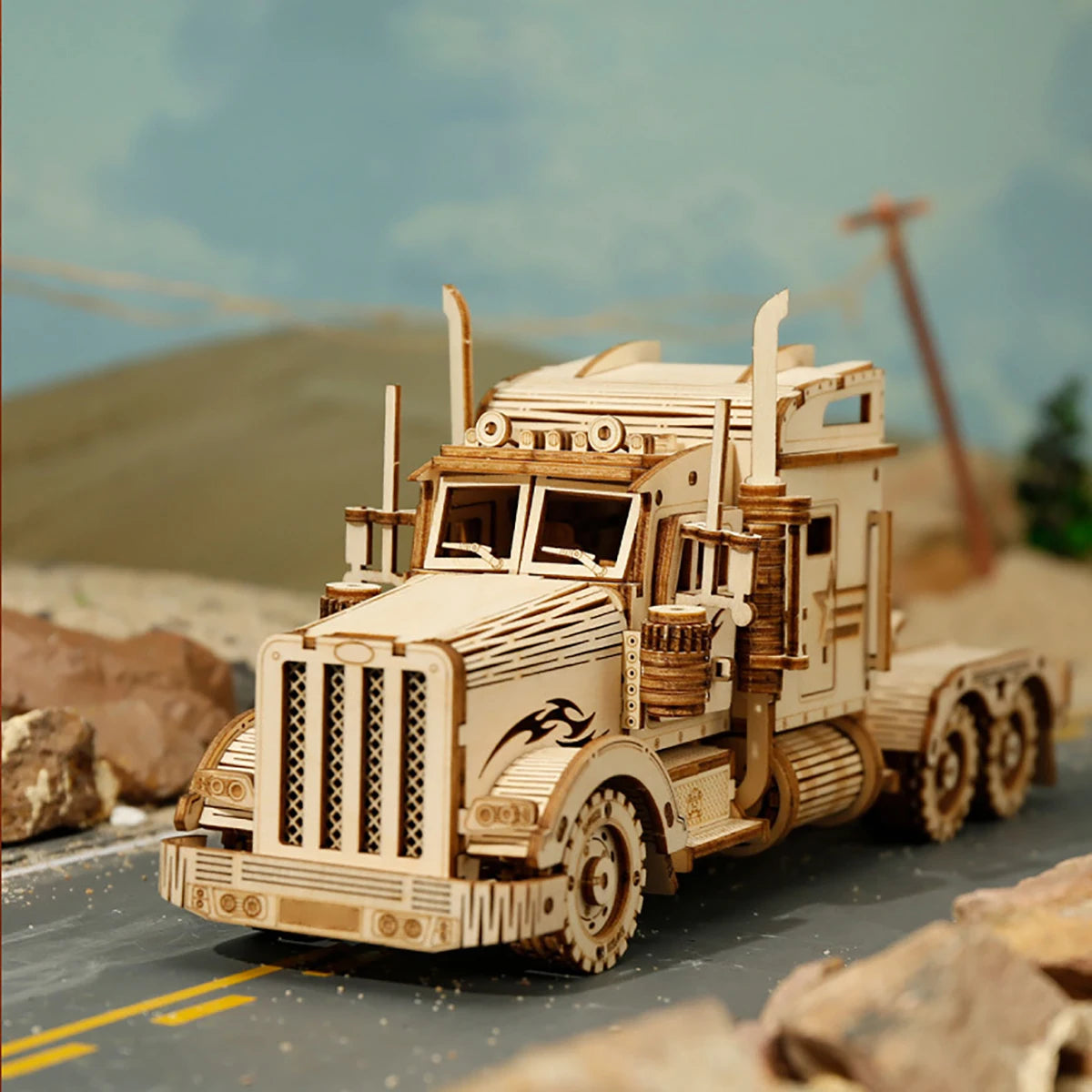 3D Wooden Truck Puzzle - DIY Building Kit for Kids & Adults